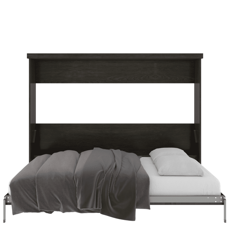 Queen Bed Horizontal Open Maple Burnt Coal