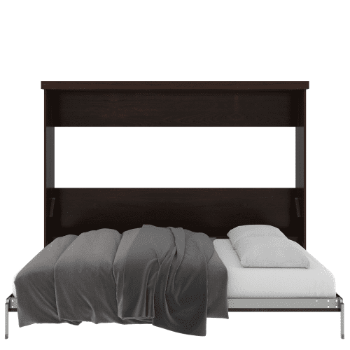 Queen Bed Horizontal Open Maple Dark