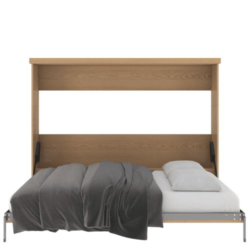 Queen Bed Horizontal Open Oak Clear