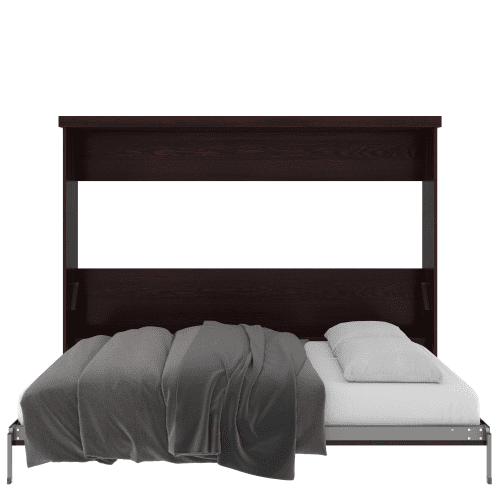 Queen Bed Horizontal Open Oak Dark