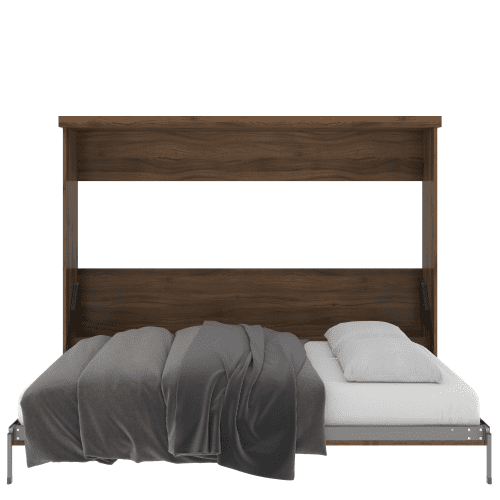 Queen Bed Horizontal Open Walnut Clear