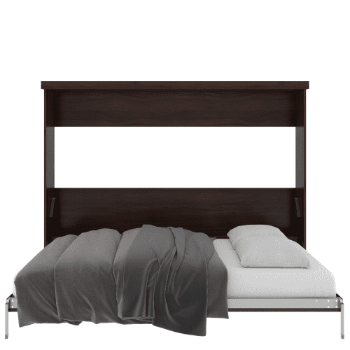 Queen Bed Horizontal Open Walnut Dark